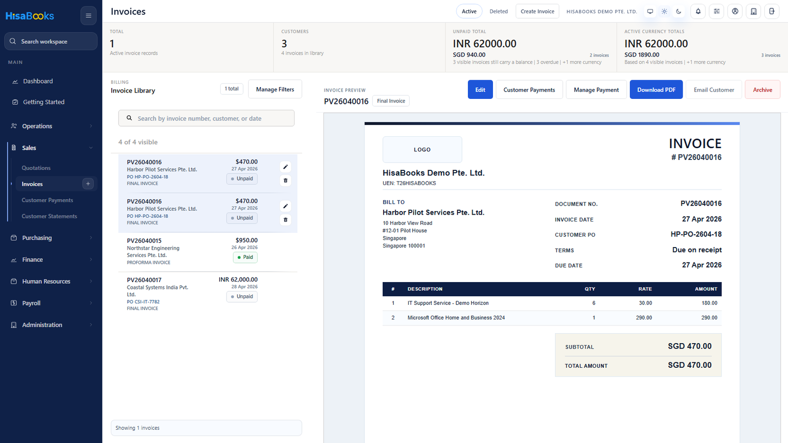 Use completed service work for invoicing