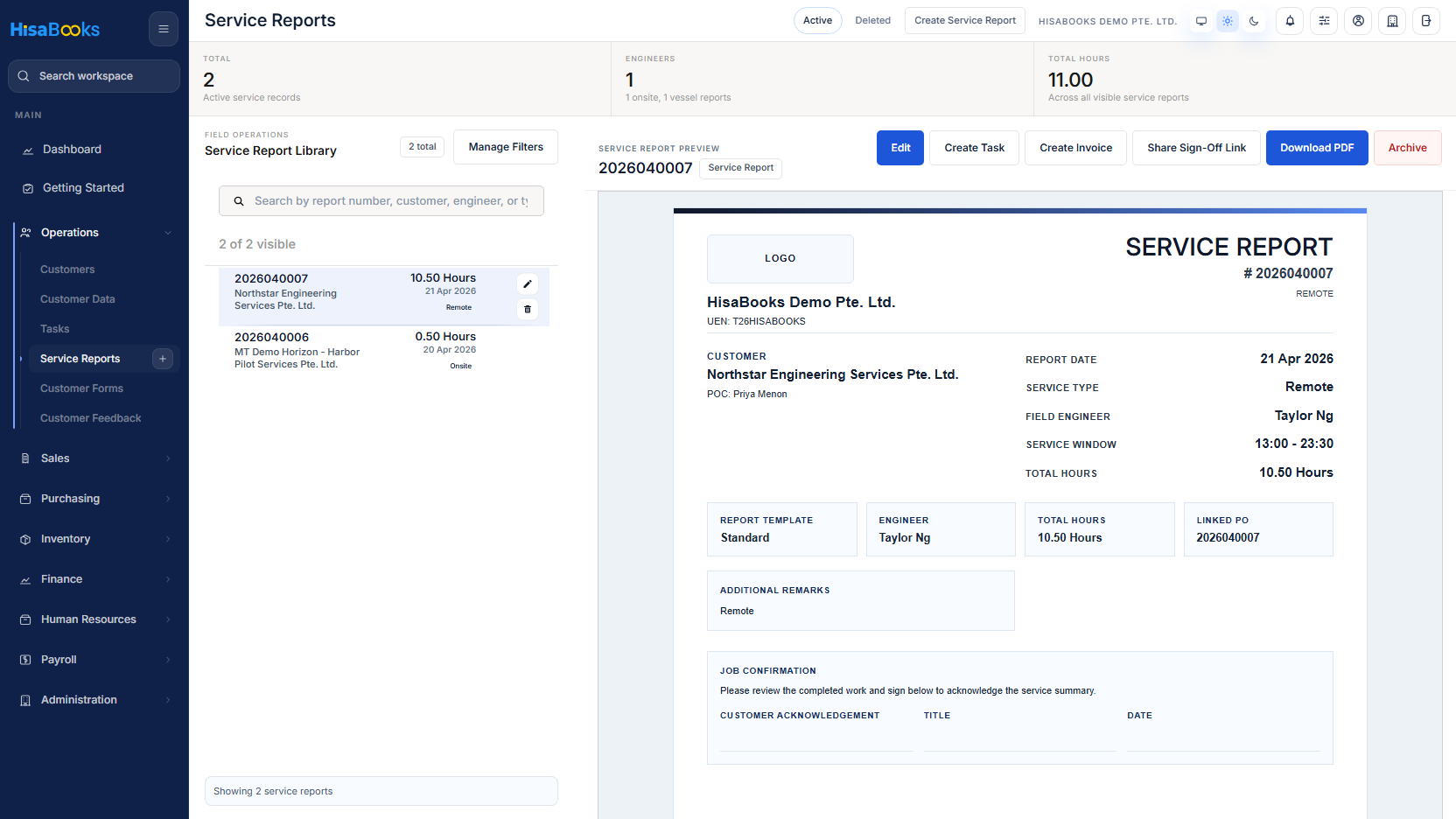 Document exports screen